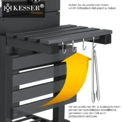 KESSER® Grill Grillwagen XXL Holzkohlegrill Mit Deckel, Rädern, Edelstahl-Griff, Grillrost Und Thermometer Holzkohle Kohlegrill Wagen Groß Kohle BBQ Barbeque Camping, Terrasse, Garten, Farbe:Grau -Günstiges Laube Lust Geschäft dfa3de418c30d858f0ac82f28e432615