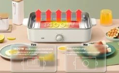 CalmDo Multifunktionspfanne 3 In 1,Elektrogrills, Elektropfanne Elektrische Partypfanne Multipfanne Mit Glasdeckel Und Einstellbare Temperatur, 1400W Leistung -Günstiges Laube Lust Geschäft dfef065c336fdb9913e0d959828e66ce 1