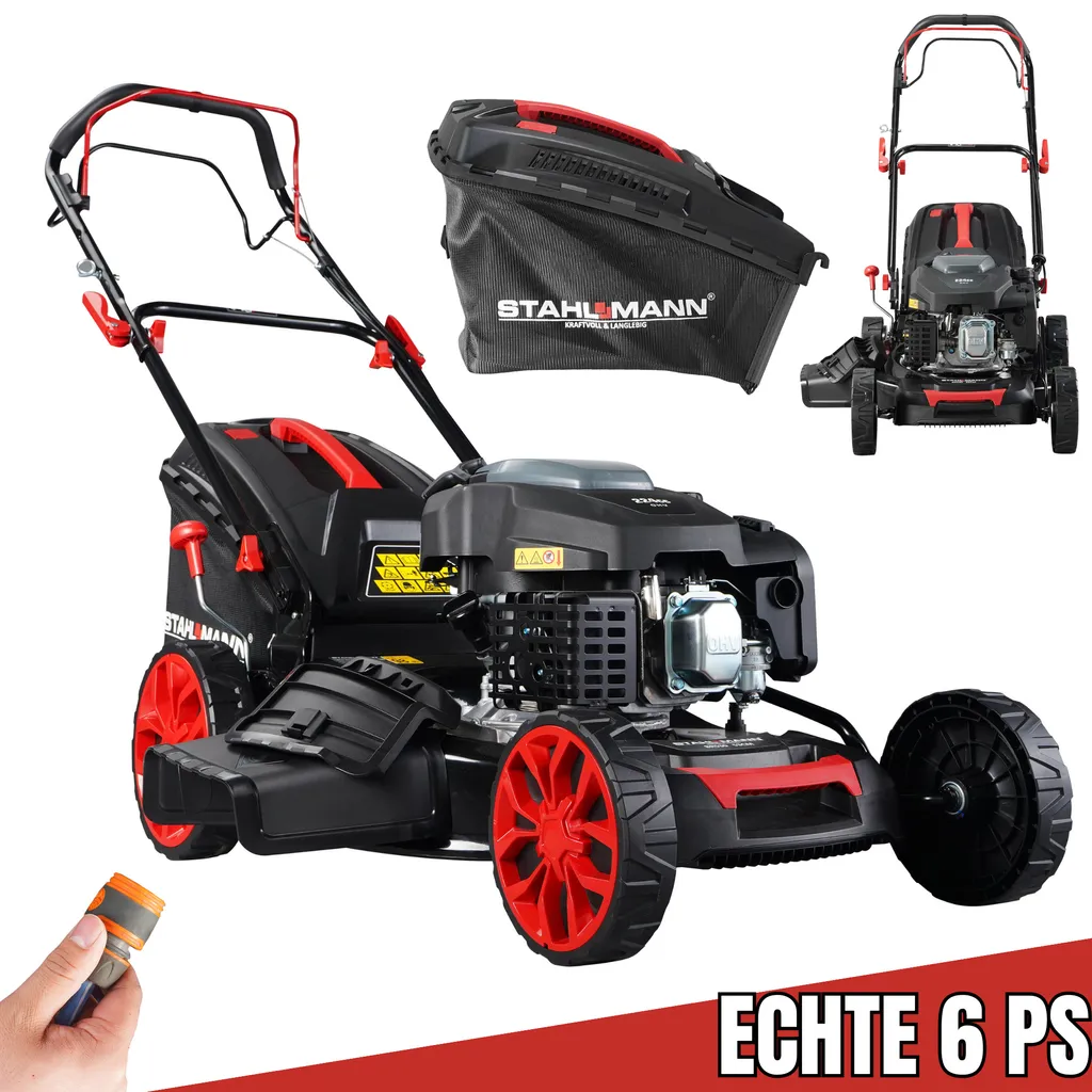 STAHLMANN Rasenmäher Benzin Mit Antrieb BR530 – 6,0PS 4,4kW Benzin Rasenmäher Mit Antrieb, 53cm Schnittbreite, Mulchfunktion, Schnitthöhenverstellung, Easy Clean Anschluss, Große Räder, 60L Korb 3 STAHLMANN Rasenmäher Benzin Mit Antrieb BR530 – 6,0PS 4,4kW Benzin Rasenmäher Mit Antrieb, 53cm Schnittbreite, Mulchfunktion, Schnitthöhenverstellung, Easy Clean Anschluss, Große Räder, 60L Korb
