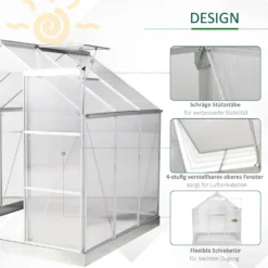 Outsunny Aluminium Gewächshaus Gartenhaus Mit Fenster Tür 193 X 187 X 205 Cm 3,6㎡ Pflanzenhaus Inkl. Fundament Treibhaus Tomatenhaus UV-, Witterungsbeständig 13 Outsunny Aluminium Gewächshaus Gartenhaus Mit Fenster Tür 193 X 187 X 205 Cm 3,6㎡ Pflanzenhaus Inkl. Fundament Treibhaus Tomatenhaus UV-, Witterungsbeständig -Günstiges Laube Lust Geschäft e3de3303b8fecbecfa4622c1c6ce4805