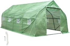 Tectake Foliengewächshaus In Zeltform Mit 8 Fenstern 600x300x205cm - Grün