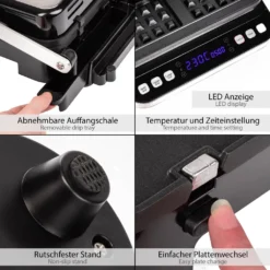 ONVAYA Kontaktgrill 3 In 1 Mit Wechselplatten: Grillplatte, Flachplatte & Waffelplatte, Sandwichmaker, Aufklappbar Als Tischgrill, 2000 Watt, Antihaftbeschichtet -Günstiges Laube Lust Geschäft e55359a4fc32d03932dfa652996c760d