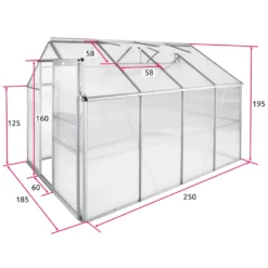 Tectake Gewächshaus Aus Aluminium Ohne Fundament - 250 X 185 X 195 Cm -Günstiges Laube Lust Geschäft e59ff0fd350735a128c2120a3307b004