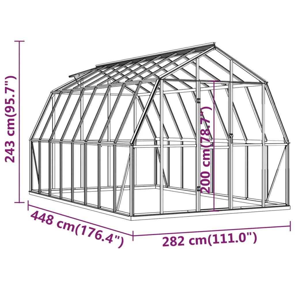 VidaXL Gewächshaus Mit Fundamentrahmen Anthrazit 12,63 M² Aluminimum 10 VidaXL Gewächshaus Mit Fundamentrahmen Anthrazit 12,63 M² Aluminimum – Bild 8