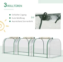 Outsunny Foliengewächshaus, Gewächshaus, Treibhaus Mit Tür, Frühbeet, Pflanzenhaus, Pflanzenaufzucht, Folie, Stahl, Transparent, 295 X 100 X 80 Cm -Günstiges Laube Lust Geschäft e8410b3fa5adac965310a67a445046c1