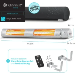 KESSER® Infrarot Heizstrahler 3000W IR-Gastro-Bar Terrassenstrahler Mit Fernbedienung Inkl. Schutzhülle Infrarotstrahler Quarzstrahler Terrassenheizer Wickeltischstrahler Wand-Heizstrahler Black, Leistung:3000W Silber 17 KESSER® Infrarot Heizstrahler 3000W IR-Gastro-Bar Terrassenstrahler Mit Fernbedienung Inkl. Schutzhülle Infrarotstrahler Quarzstrahler Terrassenheizer Wickeltischstrahler Wand-Heizstrahler Black, Leistung:3000W Silber -Günstiges Laube Lust Geschäft ea8b1d4187b7fb34bc3ff882cf85c720