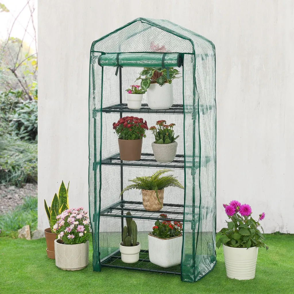 Juskys Foliengewächshaus Aufrollbare Tür – Kompaktes Gewächshaus Für Pflanzen - Stabiles Balkon Treibhaus Mit 4 Ebenen, Großem Eingang, PE-Abdeckung 4 Juskys Foliengewächshaus Aufrollbare Tür – Kompaktes Gewächshaus Für Pflanzen - Stabiles Balkon Treibhaus Mit 4 Ebenen, Großem Eingang, PE-Abdeckung – Bild 2