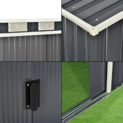 Gartenschuppen 213x130x173cm Aus Metall Gerätehaus Mit Metallrahmen Dunkelgrau -Günstiges Laube Lust Geschäft eb31642d26b4526eae3cef9206a9b9f3