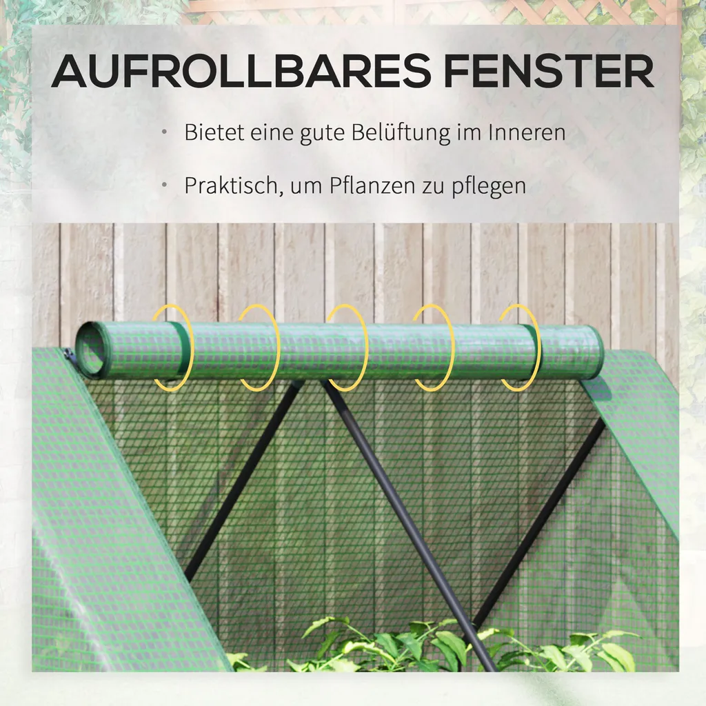 Outsunny Foliengewächshaus Frühbeet Mit Tür Zum Aufrollen Gewächshaus Treibhaus Tomatenhaus 127 X 95 X 92 Cm Grün 11 Outsunny Foliengewächshaus Frühbeet Mit Tür Zum Aufrollen Gewächshaus Treibhaus Tomatenhaus 127 X 95 X 92 Cm Grün – Bild 9