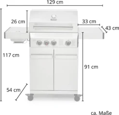 TAINO PLATINUM 3+1 Gasgrill Komplett Edelstahl 3-Brenner Silber Grillwagen BBQ Griller Piezozündung Seitenkocher Gusseisen-Roste Im Set Mit Zubehör -Günstiges Laube Lust Geschäft ebe44c3a8f810f0dd5401166ef2d5dff