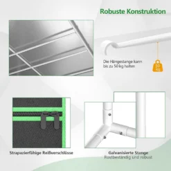 COSTWAY 242x122x201cm Growbox Pflanzenzelt Gewächshaus Mit Bodenwanne Aufbewahrungstasche Beobachtungsfenster & Doppelter Belüftung -Günstiges Laube Lust Geschäft ec0e17de22d84000bf22110e046469a2