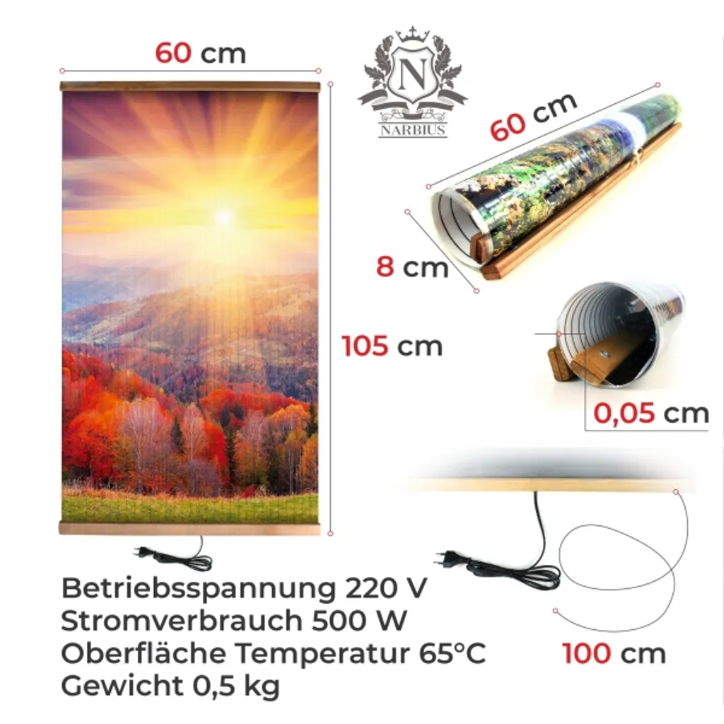 Infrarotheizung 500 Watt Bildheizung Heizbild Infrarot Bild Heizer Herbstwald 105 X 60 Cm A++ 4 Infrarotheizung 500 Watt Bildheizung Heizbild Infrarot Bild Heizer Herbstwald 105 X 60 Cm A++ – Bild 2