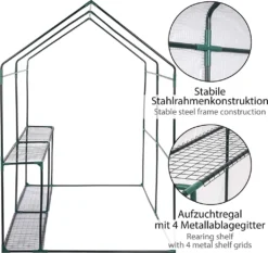 ONVAYA® Foliengewächshaus Günni Mit Regalen & Fenster | Gewächshaus Aus Folie Für Den Garten | Anzuchthaus | Stabil, Winterfest & UV-beständig | 188 X 130 X 190 Cm -Günstiges Laube Lust Geschäft eda795bb157efa5e72f274c8c3c4a0f5