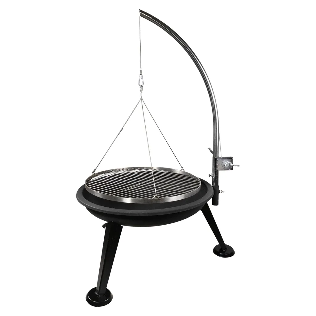 Ø 60 Cm Schwenkgrill Aus Edelstahl - Feuerschale Mit Galgen Aufhängung Feuerkorb - Seilzug Mit Kurbel - BBQ Grill Rost Dreibein Feuer Schale Rundgrill Holzkohlegrill Standgrill Grillwagen, Schwarz 3 Ø 60 Cm Schwenkgrill Aus Edelstahl - Feuerschale Mit Galgen Aufhängung Feuerkorb - Seilzug Mit Kurbel - BBQ Grill Rost Dreibein Feuer Schale Rundgrill Holzkohlegrill Standgrill Grillwagen, Schwarz