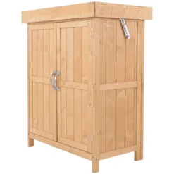 Outsunny Geräteschrank Geräteschuppen Gartenschrank 2 Fächer Tannenholz Natur 74 X 43 X 88cm -Günstiges Laube Lust Geschäft f0367ace6b600bc195e269664c93b9a2