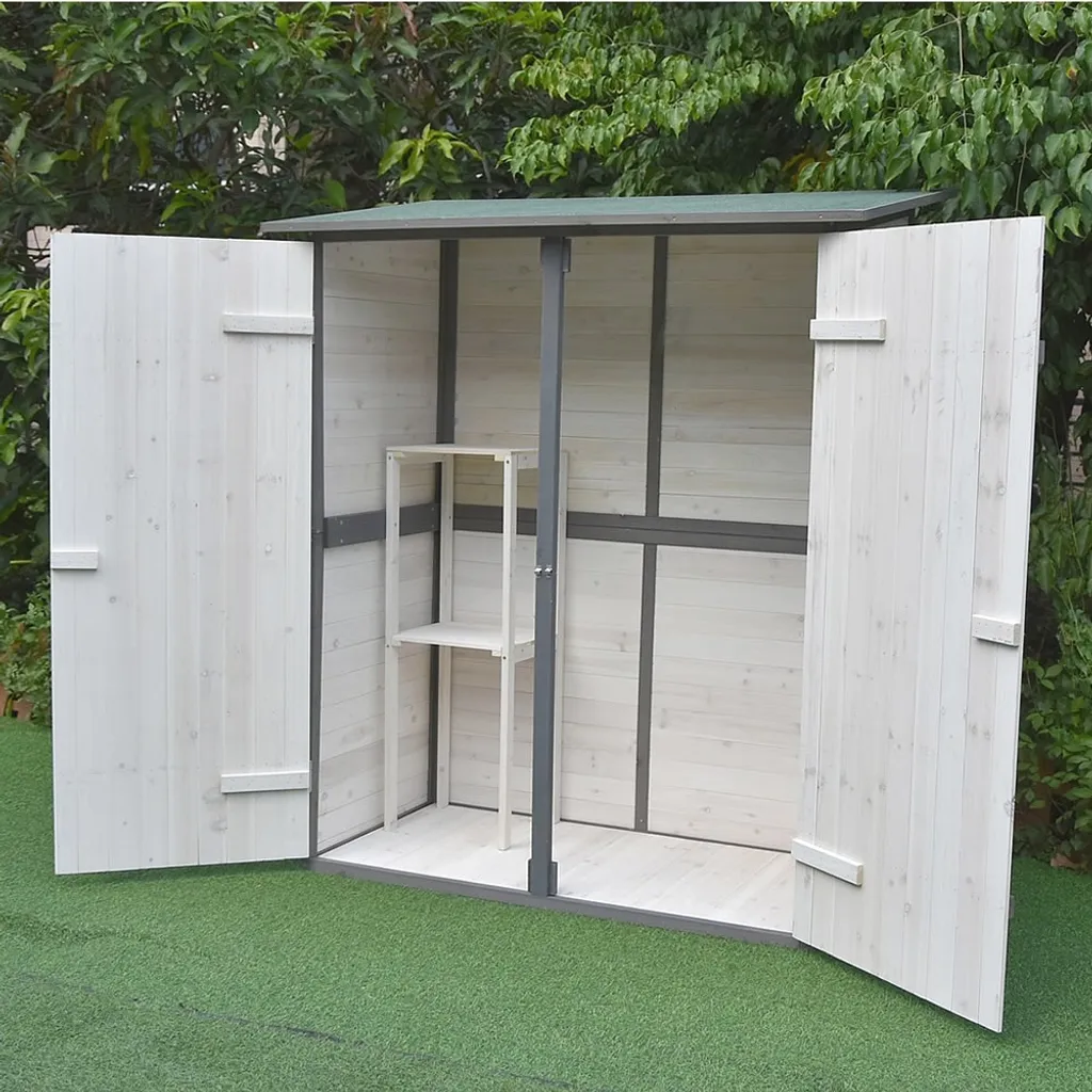 Mucola Gartenhaus Gartenschrank Gerätehaus XXL Geräteschuppen Weiß/Grau Holz 10 Mucola Gartenhaus Gartenschrank Gerätehaus XXL Geräteschuppen Weiß/Grau Holz – Bild 8