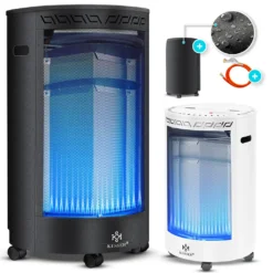KESSER® Gasheizer Keramik 4200 Watt Gas Heizstrahler Inkl. Gasdruckregler Gasschlauch - Gasheizofen Inkl. Schutzhülle Gasheizgerät, Infrarot Keramikbrenner, Butan- Oder Propangasflaschen Bis 15 Kg, Farbe:Grau