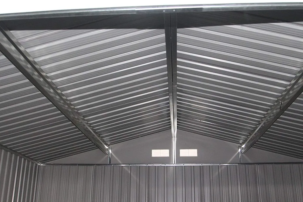 COSTWAY Metall Gerätehaus Mit Satteldach Fundament & Schiebetür 277x191x192cm Geräteschuppen Gartenhaus Metallschuppen Dunkelgrau 6 COSTWAY Metall Gerätehaus Mit Satteldach Fundament & Schiebetür 277x191x192cm Geräteschuppen Gartenhaus Metallschuppen Dunkelgrau – Bild 4