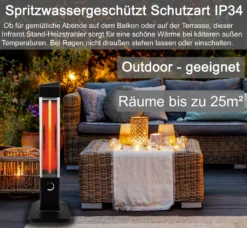 Infrarot Stand-Heizstrahler 2000W Infrarotstrahler | Wärmestrahler Terrasse Elektrisch Mit 6 Heizstufen | Terrassenstrahler Innen & Außen | Standheizung Mit Schutzklasse IP34 -Günstiges Laube Lust Geschäft f2ec945fb8ade164db2889a5eb5c27ec