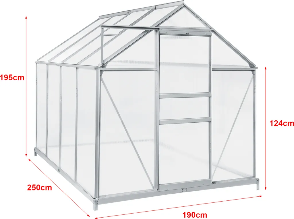 Gewächshaus Oisterwijk Glashaus Mit Fundament 250 X 190 Cm Gartengewächshaus Treibhaus Pavillon Aus Hohlkammerplatten 5 Gewächshaus Oisterwijk Glashaus Mit Fundament 250 X 190 Cm Gartengewächshaus Treibhaus Pavillon Aus Hohlkammerplatten – Bild 3