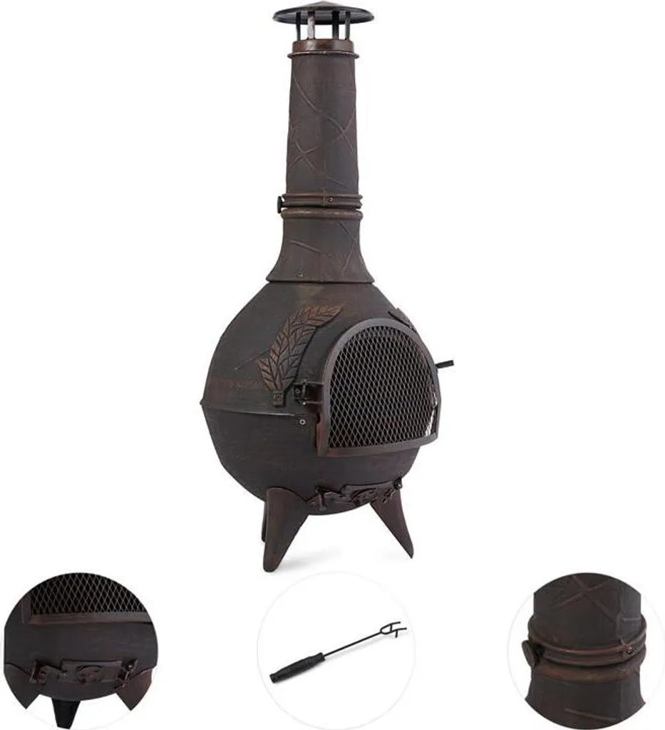 Augustus Gartenofen Terrassenofen Gusseisen 120 Cm Antik-Design Bronze 5 Augustus Gartenofen Terrassenofen Gusseisen 120 Cm Antik-Design Bronze – Bild 3