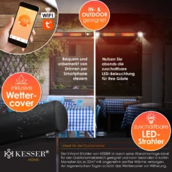 KESSER® Infrarot Heizstrahler 3000W IR-Gastro-Bar Inkl. LED Licht Terrassenstrahler Mit WiFi & Fernbedienung Inkl. Schutzhülle Infrarotstrahler Quarzstrahler Terrassenheizer Wand-Heizstrahler, Farbe:Schwarz -Günstiges Laube Lust Geschäft f6aa6eec4c220df6353d727c6269c391