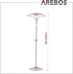 AREBOS - Standheizstrahler, Wärmelampe, Terrassenheizstrahler, 2 Heizstufen, Schwarz 20 AREBOS - Standheizstrahler, Wärmelampe, Terrassenheizstrahler, 2 Heizstufen, Schwarz -Günstiges Laube Lust Geschäft f7a631cf5cd94082f05995fa55c9a095