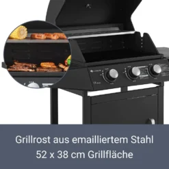 Juskys BBQ Gasgrill Louisiana 8,1 KW Mit 3 Brenner, Grillrost, Deckel Mit Thermometer, Warmhalterost & Seitenablagen – Grillwagen Mit Stahl Korpus -Günstiges Laube Lust Geschäft f82c2c9f8c070735383eef2bbaf1ddb6