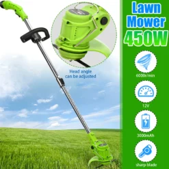 Scode Handrasenmäher Spindelmäher Elektronisch Kabelloss Haushalt Klein Mäher Wiederaufladbar (2 Batterie)