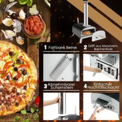 COSTWAY Pizzaofen Outdoor, Tragbarer Pizza Holzofen Inkl. Pizzaschieber Und Pizzastein, Gas & Holz Pizza Ofen Für Garten Camping -Günstiges Laube Lust Geschäft f95622ba27a0ffc4b196ceff877f8c61