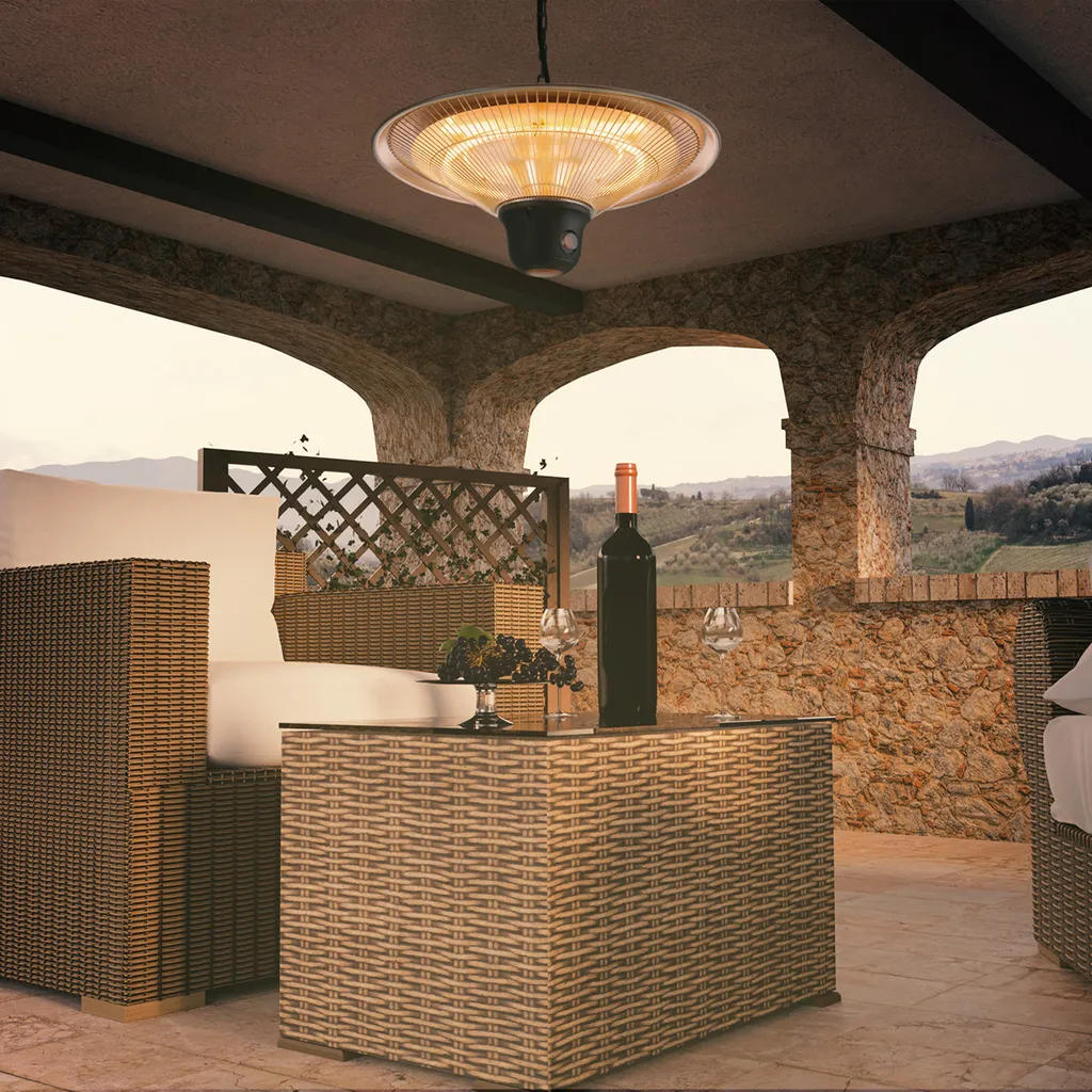 AREBOS Deckenheizstrahler 1.500 W, Inkl. Fernbedienung, Infrarotheizstrahler, Wärmepilz, Silber 5 AREBOS Deckenheizstrahler 1.500 W, Inkl. Fernbedienung, Infrarotheizstrahler, Wärmepilz, Silber – Bild 3