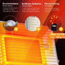 KESSER® Gasheizer Heizstrahler Gas Aufsatz Strahler Inkl. Piezo Zündung Schlauch & Regler Flaschenhalterung Gasheizstrahler Aufsatzheizstrahler Betrieben Mit Propan - Gas Für 5 Kg Oder 11 Kg Flaschen, Farbe:Silber -Günstiges Laube Lust Geschäft fb717e7d172062737d78829184073218