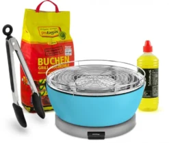 Feuerdesign Vesuvio Blau Tischgrill-Set 4tlg.