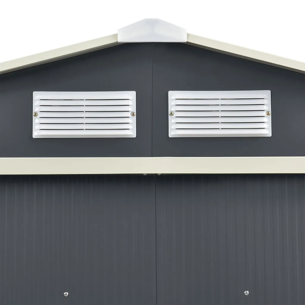 Juskys Metall Gerätehaus XXL Mit Satteldach, Schiebetür & Fundament - 15m³ - 277×319×192 Cm - Anthrazit - Geräteschuppen Gartenhaus Garten Schuppen 11 Juskys Metall Gerätehaus XXL Mit Satteldach, Schiebetür & Fundament - 15m³ - 277×319×192 Cm - Anthrazit - Geräteschuppen Gartenhaus Garten Schuppen – Bild 9