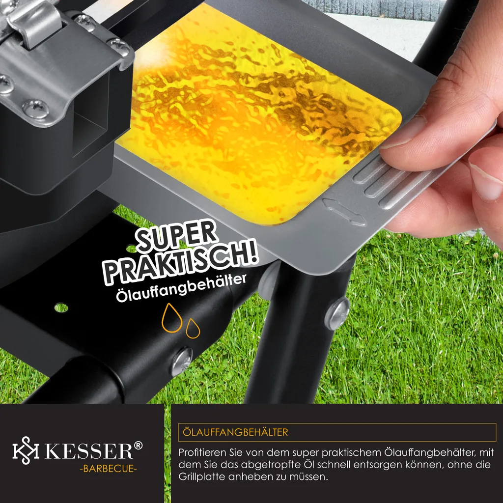 KESSER® Elektrischer Elektrogrill 2in1 Tischgrill - Standgrill Mit Deckel Und Standfuß | Max. 2400 Watt | Faltbar | Thermometer | Antihaftbeschichtung | Grillplatte Abstelltische | 2 Räder | , Farbe:Schwarz 8 KESSER® Elektrischer Elektrogrill 2in1 Tischgrill - Standgrill Mit Deckel Und Standfuß | Max. 2400 Watt | Faltbar | Thermometer | Antihaftbeschichtung | Grillplatte Abstelltische | 2 Räder | , Farbe:Schwarz – Bild 6
