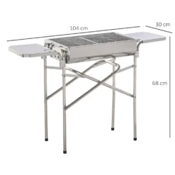 Outsunny Holzkohlegrill Grill BBQ Standgrill Holzkohle Kohlegrill Gartengrill, Edelstahl, Silber, 104 X 30 X 68 Cm -Günstiges Laube Lust Geschäft fdad35c6b5fe91d8eec0e195d7fc0521