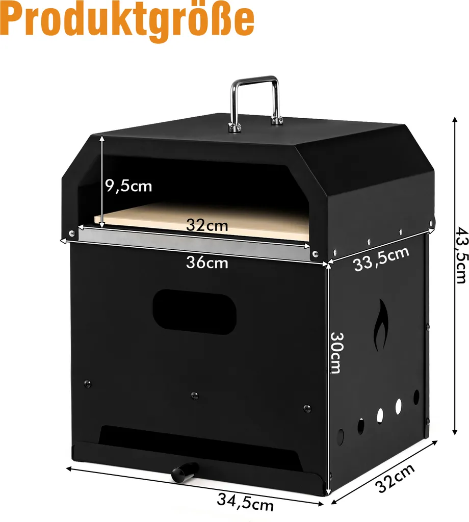 COSTWAY 4-in-1 Pizzaofen, Outdoor-Grill, Holzbefeuerter Pizza Ofen Mit Wasserdichter Abdeckung, Pizzastein, Pizzaschaufel Und Grillrost, Tragbarer Gartenofen Für Garten, Camping, Party 8 COSTWAY 4-in-1 Pizzaofen, Outdoor-Grill, Holzbefeuerter Pizza Ofen Mit Wasserdichter Abdeckung, Pizzastein, Pizzaschaufel Und Grillrost, Tragbarer Gartenofen Für Garten, Camping, Party – Bild 6